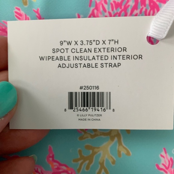 NWT Lilly Pulitzer Turquoise and Pink Insulated lunch bag - Picture 4 of 5